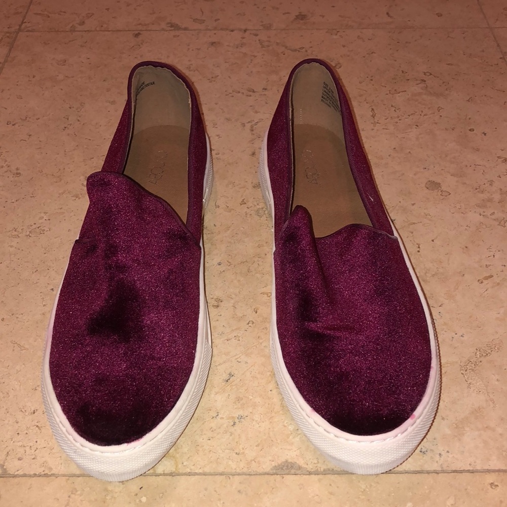 Burgundy Velvet Abound Slide on Shoes